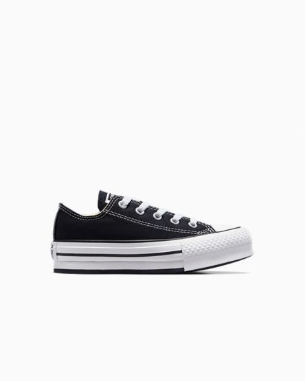 Dívčí Boty Na Platformy Converse Chuck Taylor All Star Lift Nízké Černé Bílé Černé | CZ DY31P83